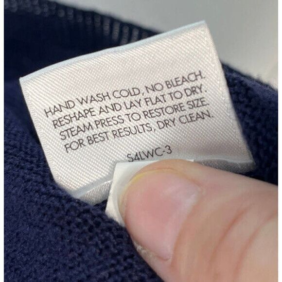 Eileen Fisher Sweater Organic Linen Size Medium Blue White Semi Sheer Knit - Picture 6 of 11